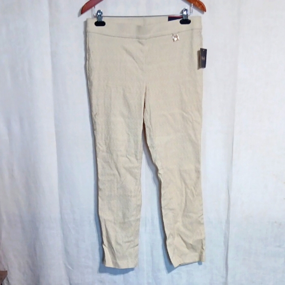Rafaella Tan Geometric Pattern Pull-on Ankle Length Pant Size 10 NWT - Picture 1 of 7